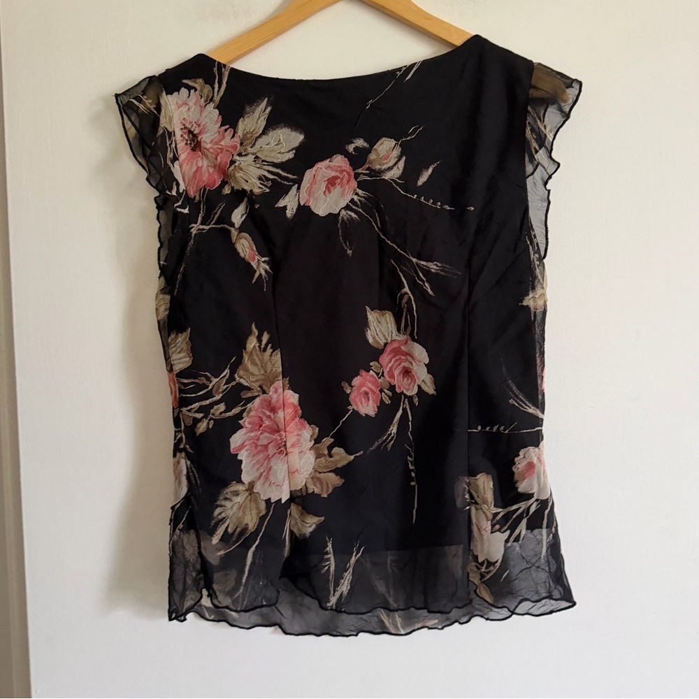 Vintage CDC Y2K Style Floral Asymmetrical Top size 14 - Picture 3 of 5
